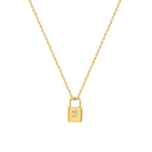 Shangjie OEM joyas Fashion Women 18k Gold Plated Necklace Stainless Steel Zircon Necklace Lock Necklaces